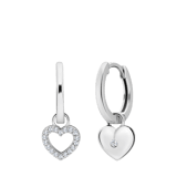 Zilveren oorringen met hanger hart met zirkonia voor dames