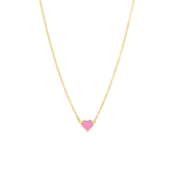 Goldplattierte Halskette aus Edelstahl mit roséfarbenem Emaille-Herz