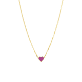 Stainless steel goldplated kinderketting met hanger hart met emaille fuchsia