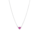 Stainless steel ketting met hart emaille fuchsia