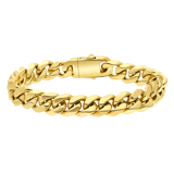 Stainless steel goldplated herenschakelarmband met zirkonia