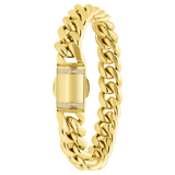 Stainless steel goldplated herenschakelarmband met zirkonia