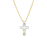 Stainless steel goldplated herenketting met hanger kruis met zirkonia