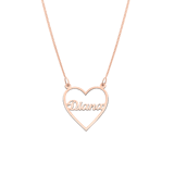 Zilveren roséplated naamketting hart voor dames