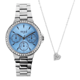 Regal Dames Horloge Zilverkleurig cadeauset met Gratis Ketting