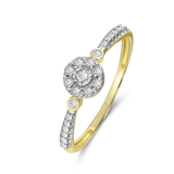 14K geelgouden entourage ring 23 diamanten 0,10ct