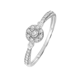 14 karaat witgouden entourage ring met 23 diamanten (0,10ct)