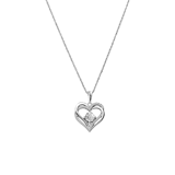 Zilveren ketting met hanger dubbel hart zirkonia