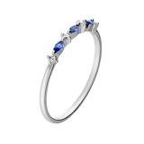 Zilveren ring blauw/wit zirkonia