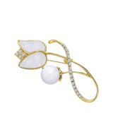 Bijoux goudkleurige broche tulp met parel voor dames
