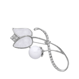 Bijoux zilverkleurige broche tulp met parel voor dames