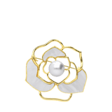 Goldfarbene Modeschmuck-Brosche Blume durchbrochen