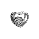 Stainless steel bedel hart dubbel met zirkonia wit