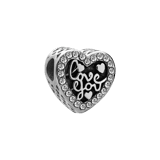Charm aus Edelstahl Herz mit „Love you”-Detail
