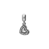 Charm, Edelstahl, 2 Herzen mit Zirkonia