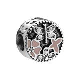 Runder Charm aus Edelstahl mit Schmetterlingen