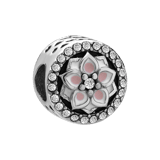 Charm aus Edelstahl runde Blume mit Zirkoniabesatz