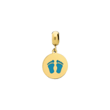 Stainless steel goldplated hanger slider munt voeten blauw voor dames