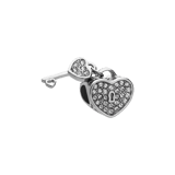 Stainless steel bedel hart en sleutel met zirkonia