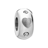 Charm aus Edelstahl Herz mit rundem Zirkoniastein
