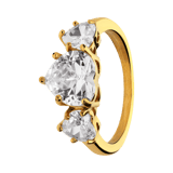 Stainless steel goldplated ring hart met zirkonia voor dames