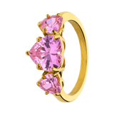 Stainless steel goldplated ring hart met zirkonia voor dames