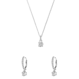 Zilveren sieradenset met oorbellen en ketting rond zirkonia