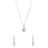 Zilveren sieradenset ketting en oorringen hart zirkonia