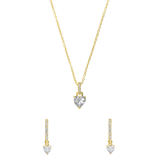 Vergoldetes Schmuckset aus 925er Silber bestehend aus Halskette und Ohrringen mit zirkoniabesetzten Herzen