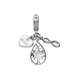 Charm aus 925er Silber, Stern, Lebensbaum, Infinity