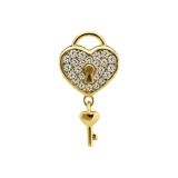 Charm aus 925er Silber, vergoldet, Herz mit Schlüssel