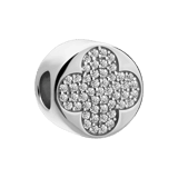 Charm aus 925er Silber, Kleeblatt mit Zirkoniabesatz