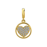 Zilveren goldplated hanger hart met zirkonia voor dames