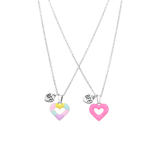 Bijoux zilverkleurige kinderkettingen set met open harten