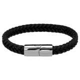 Stalen leren armband zwart