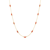 Stainless steel goldplated ketting met hanger oranje steen voor dames