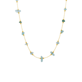 Stainless steel goldplated kralenketting met groene natuursteen voor dames