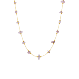 Stainless steel goldplated kralenketting met hanger met natuursteen  voor dames