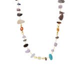 Stainless steel goldplatedketting met hanger met natuursteen voor dames