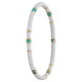 Stainless steel goldplated kralenarmband met wit en groen voor dames