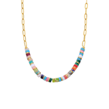 Stainless steel goldplated ketting met hanger met natuursteen voor dames