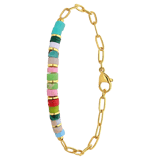 Stainless steel goldplated fantasiearmband met natuursteen voor dames