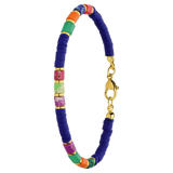 Armband aus Edelstahl, vergoldet, mit blauen Glasperlen