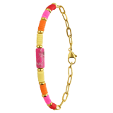 Stainless steel goldplated kralenarmband voor dames