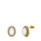 Ohrringe aus Edelstahl, vergoldet, Vintage-Blume, Opal