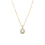 Halskette aus Edelstahl, vergoldet, Vintage-Blume, Opal