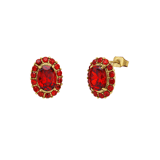 Ohrringe aus Edelstahl, vergoldet, Vintage-Blume, Rot
