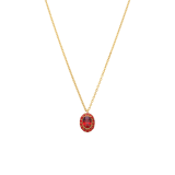 Halskette aus Edelstahl, vergoldet, Vintage-Blume, Rot
