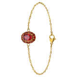 Armband aus Edelstahl, vergoldet, Vintage-Blume, Rot