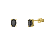 Stainless steel goldplated oorknoppen vintage zwart met zirkonia voor dames